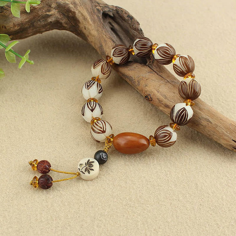 Buddha Stones Tibetan Mala White Bodhi Seed Peace Bracelet - image 3