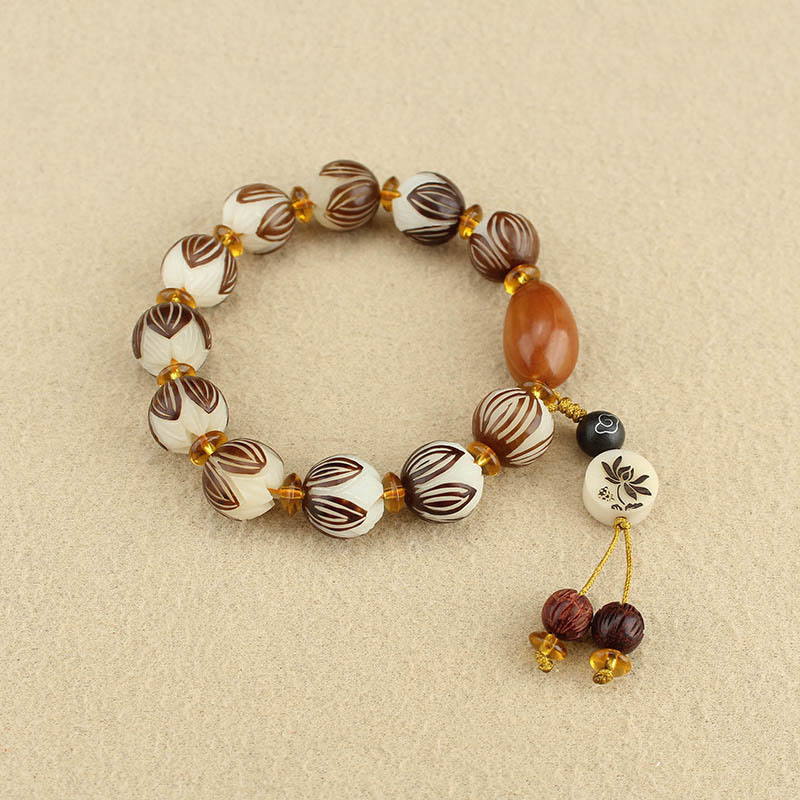 Buddha Stones Tibetan Mala White Bodhi Seed Peace Bracelet - image 1