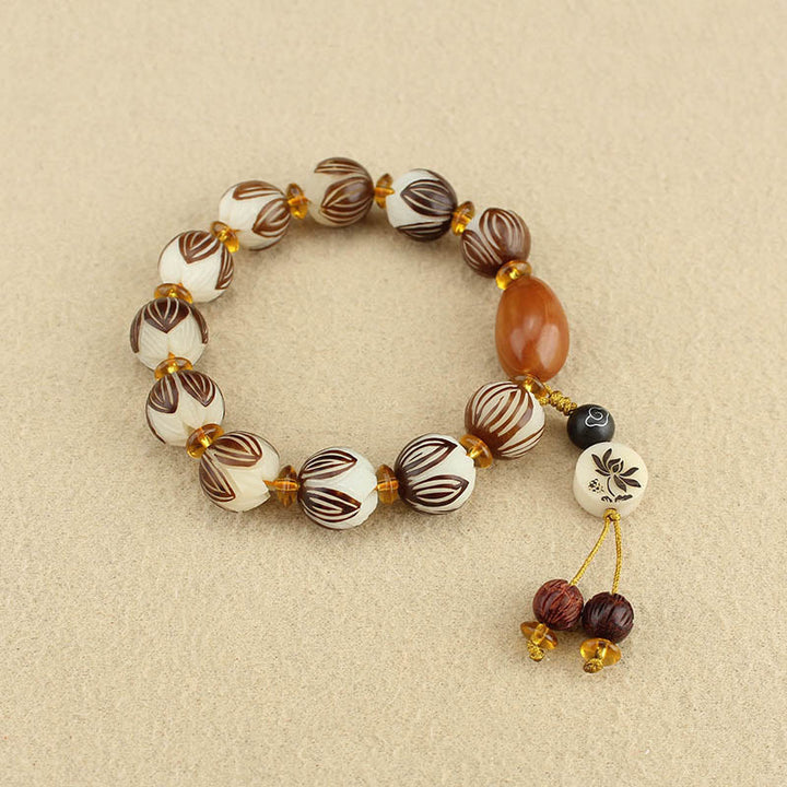 Buddha Stones Tibetan Mala White Bodhi Seed Peace Bracelet - image 1