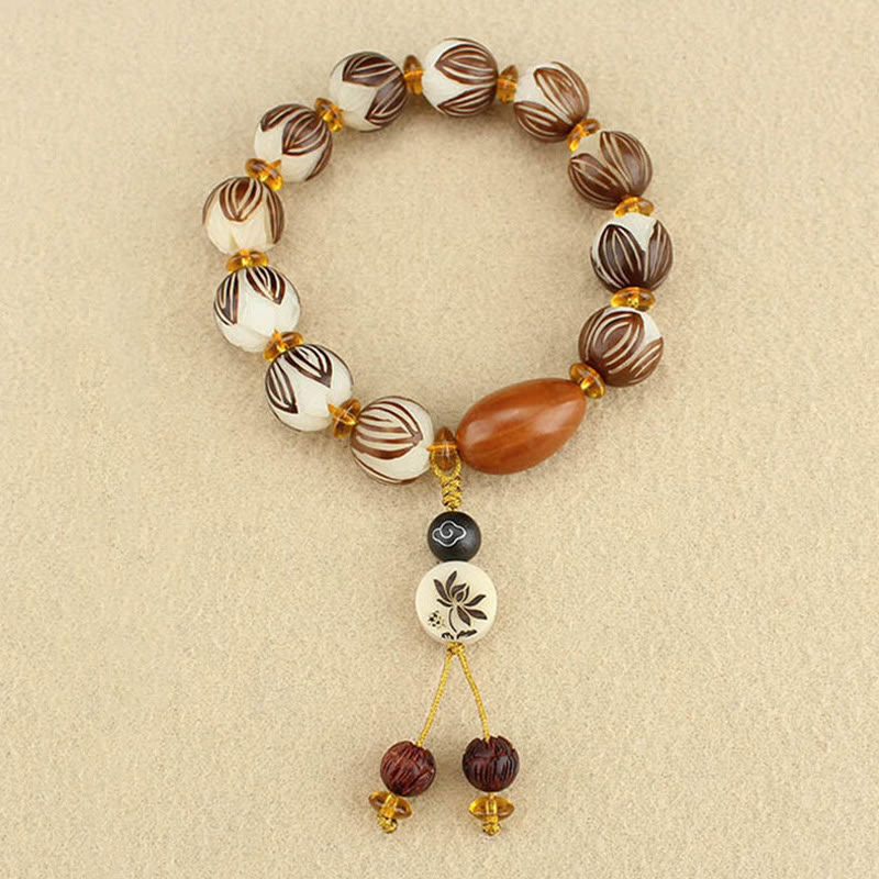 Buddha Stones Tibetan Mala White Bodhi Seed Peace Bracelet - image 7