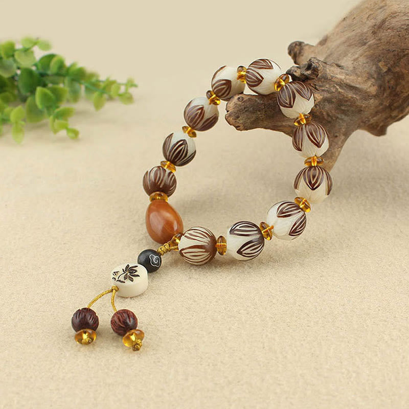 Buddha Stones Tibetan Mala White Bodhi Seed Peace Bracelet - image 8
