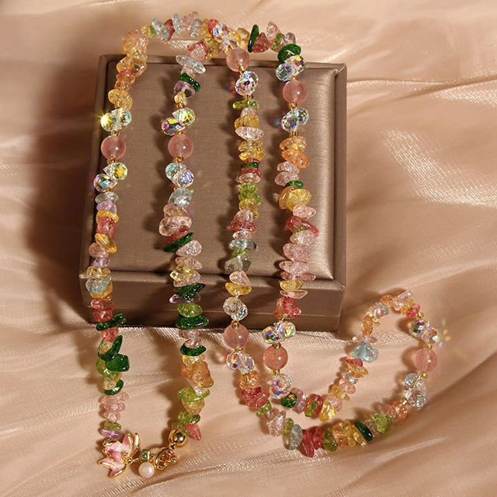 Buddha Stones Butterfly Flower Amethyst Strawberry Quartz Balance Necklace Pendant - Colored Crystal With Flower - image 10