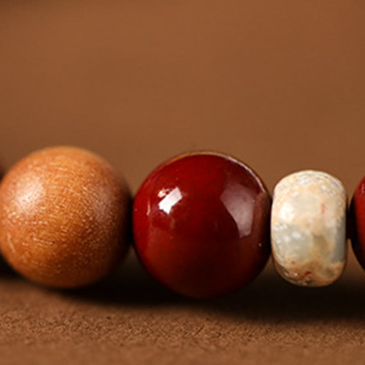 Buddha Stones Cinnabar Wood Beads Lotus Fu Character Blessing Bracelet - image 16