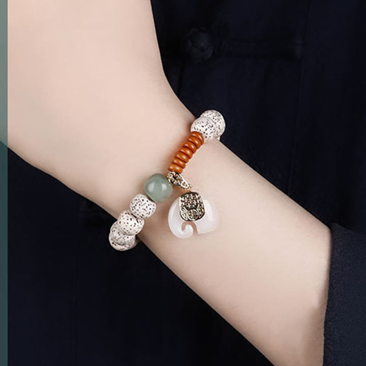 Buddha Stones Hand PolishedStar Moon Bodhi Seed Elephant Pattern Inner Peace Bracelet - image 9