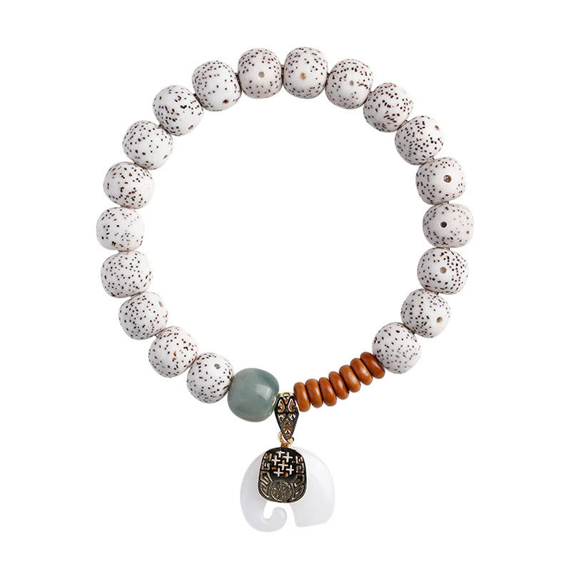 Buddha Stones Hand PolishedStar Moon Bodhi Seed Elephant Pattern Inner Peace Bracelet - image 12