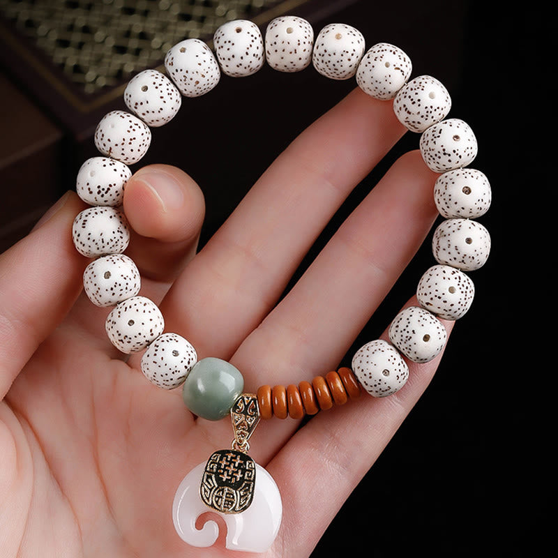 Buddha Stones Hand PolishedStar Moon Bodhi Seed Elephant Pattern Inner Peace Bracelet - image 3
