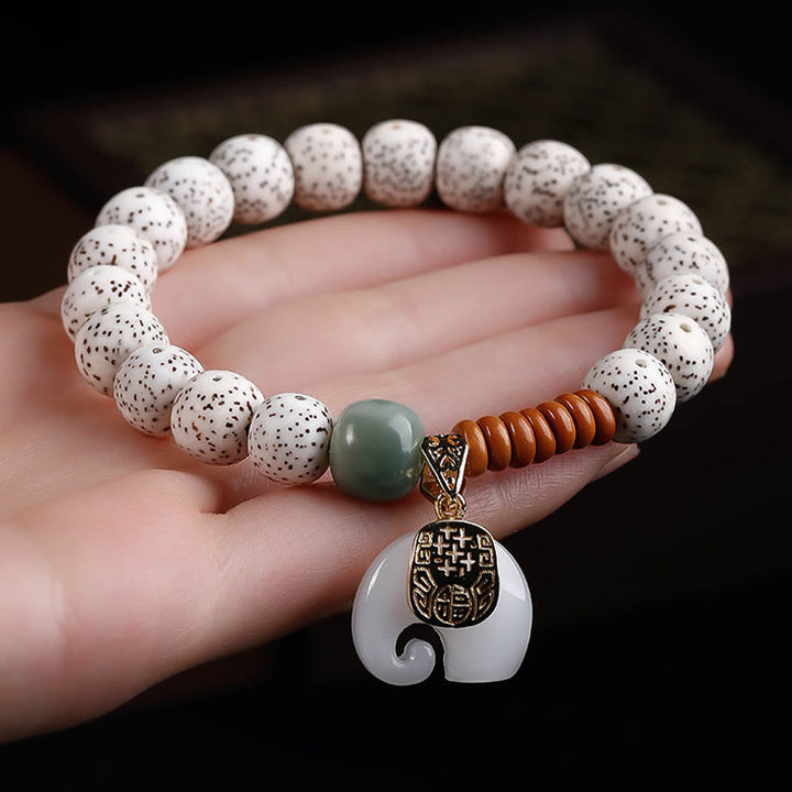 Buddha Stones Hand PolishedStar Moon Bodhi Seed Elephant Pattern Inner Peace Bracelet - image 1