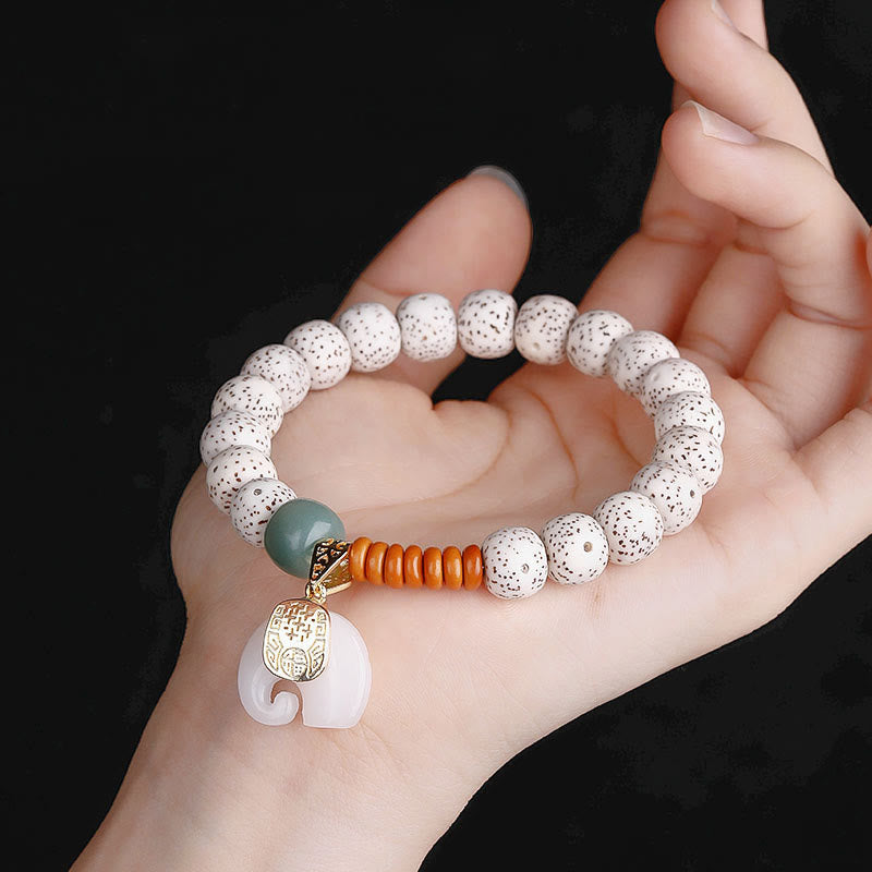 Buddha Stones Hand PolishedStar Moon Bodhi Seed Elephant Pattern Inner Peace Bracelet - image 7