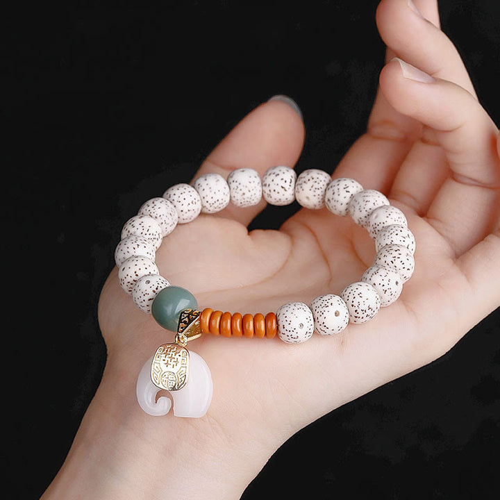 Buddha Stones Hand PolishedStar Moon Bodhi Seed Elephant Pattern Inner Peace Bracelet - image 7