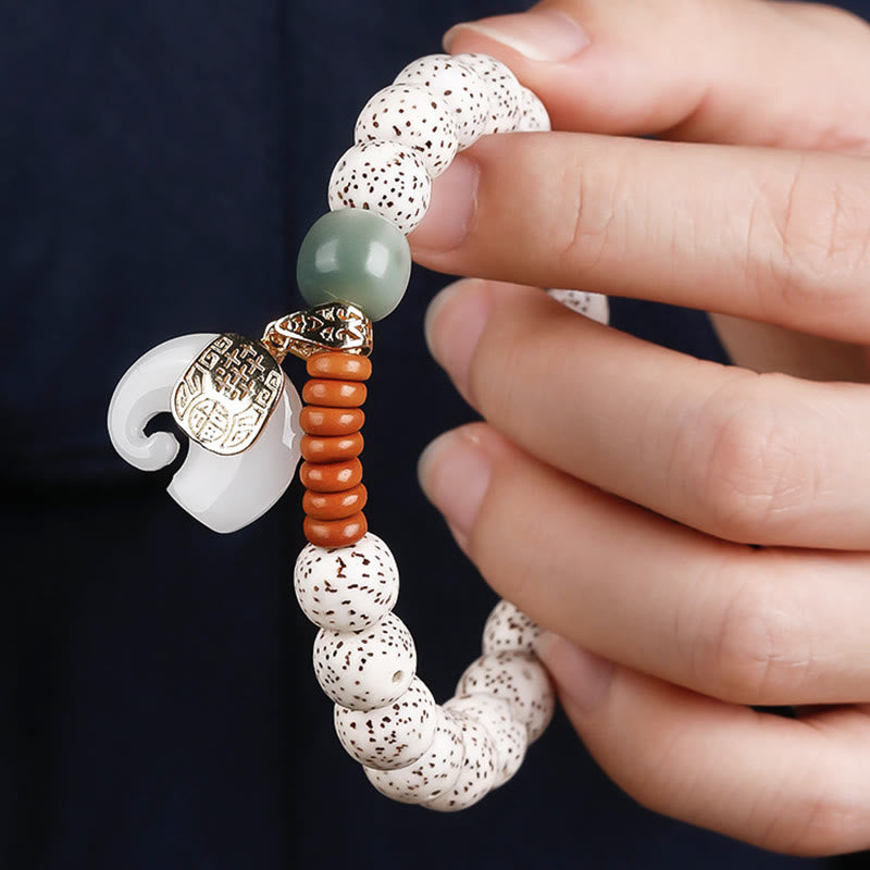 Buddha Stones Hand PolishedStar Moon Bodhi Seed Elephant Pattern Inner Peace Bracelet - image 10