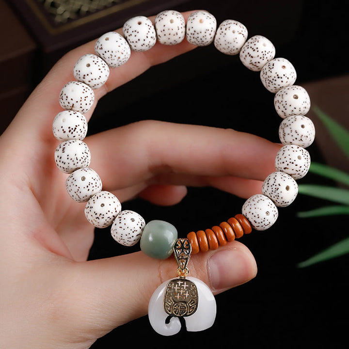 Buddha Stones Hand PolishedStar Moon Bodhi Seed Elephant Pattern Inner Peace Bracelet - image 11