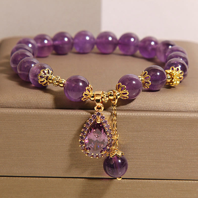 Buddha Stones Natural Amethyst Water Drop Balance Bracelet - image 3