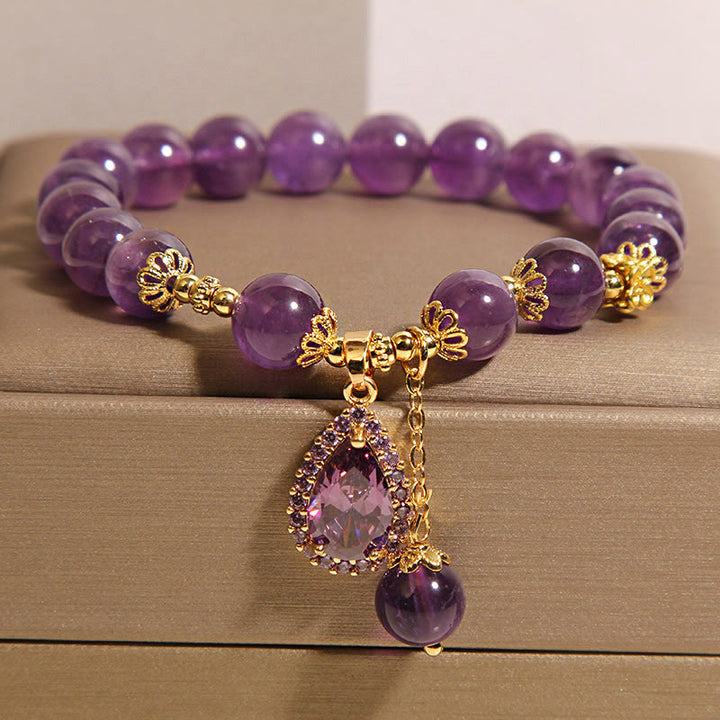 Buddha Stones Natural Amethyst Water Drop Balance Bracelet - image 3