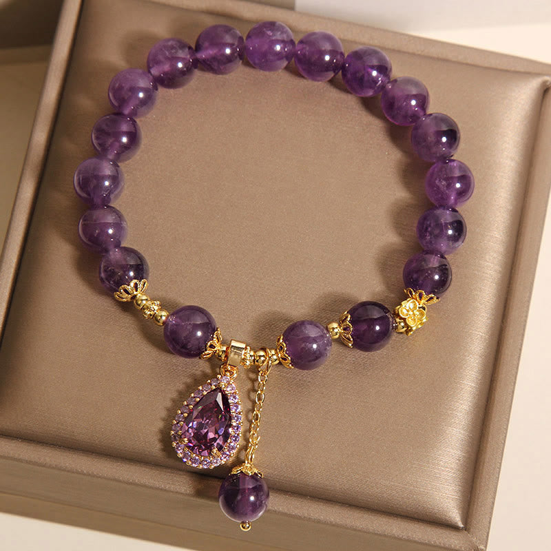 Buddha Stones Natural Amethyst Water Drop Balance Bracelet - image 6