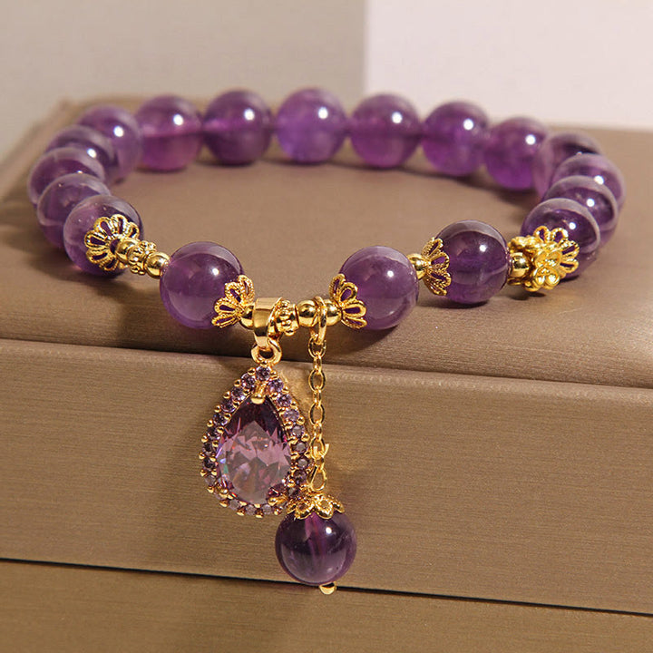 Buddha Stones Natural Amethyst Water Drop Balance Bracelet - image 4