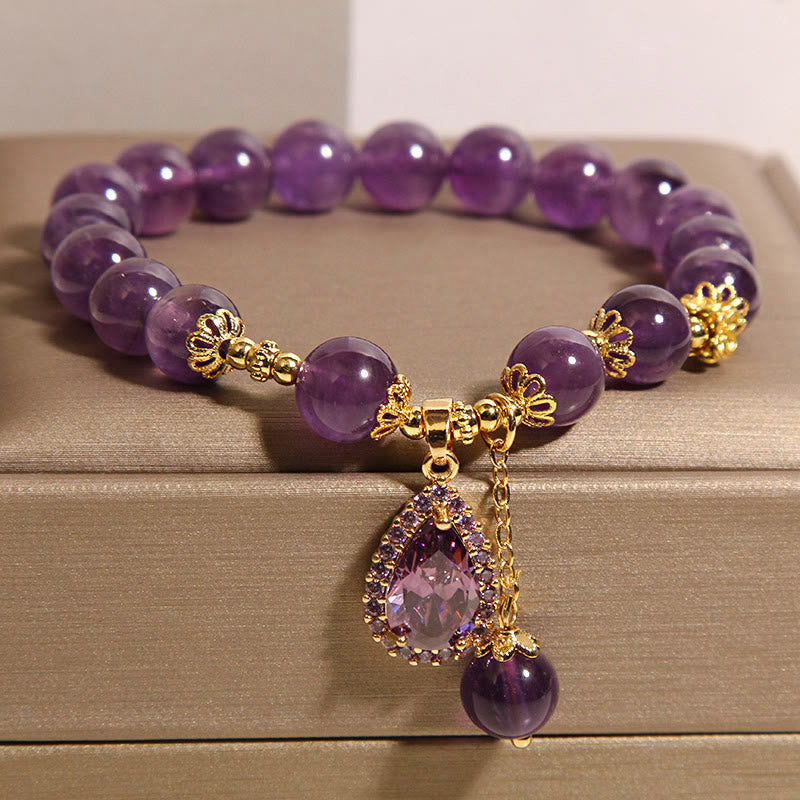 Buddha Stones Natural Amethyst Water Drop Balance Bracelet - Amethyst(Wrist Circumference: 17cm) - image 0