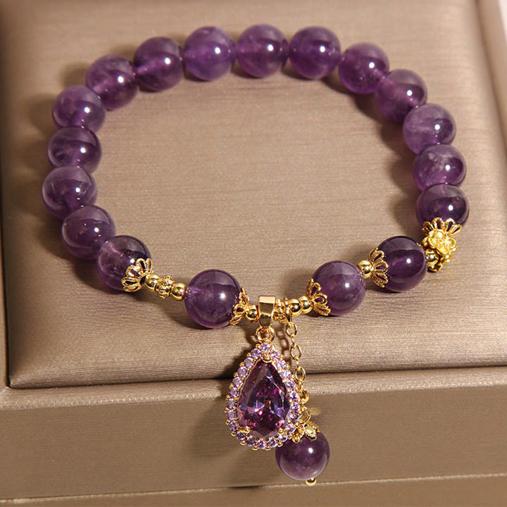 Buddha Stones Natural Amethyst Water Drop Balance Bracelet - image 2