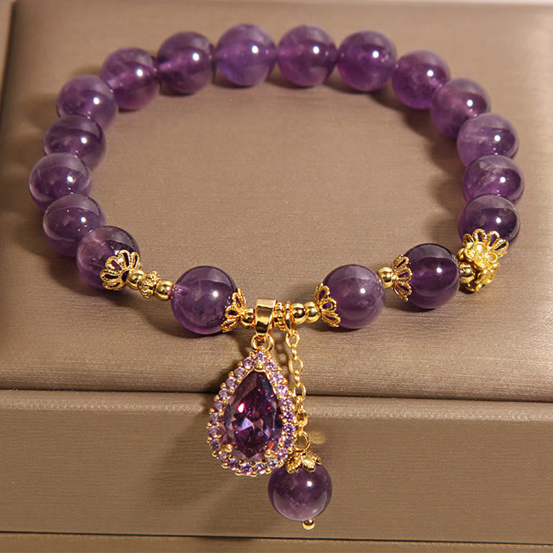 Buddha Stones Natural Amethyst Water Drop Balance Bracelet - image 1