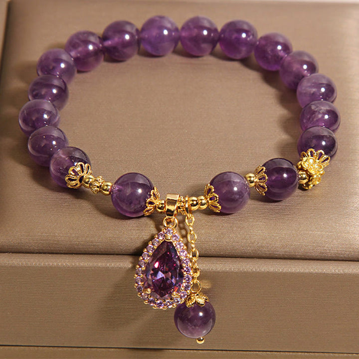 Buddha Stones Natural Amethyst Water Drop Balance Bracelet - image 1