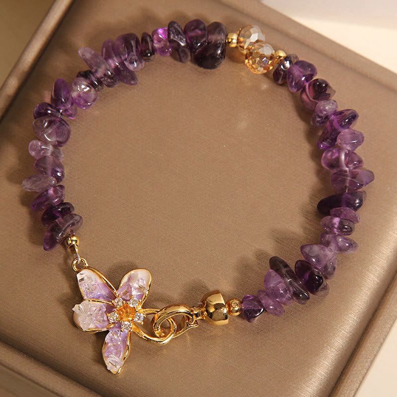 Buddha Stones Natural Irregular Gravel Amethyst Blue Crystal Wisteria Balance Bracelet - image 2