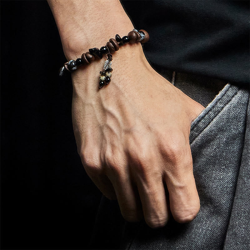 Buddha Stones Natural Coffee Beans Tiger Eye Fu Character Protection Bracelet - image 4