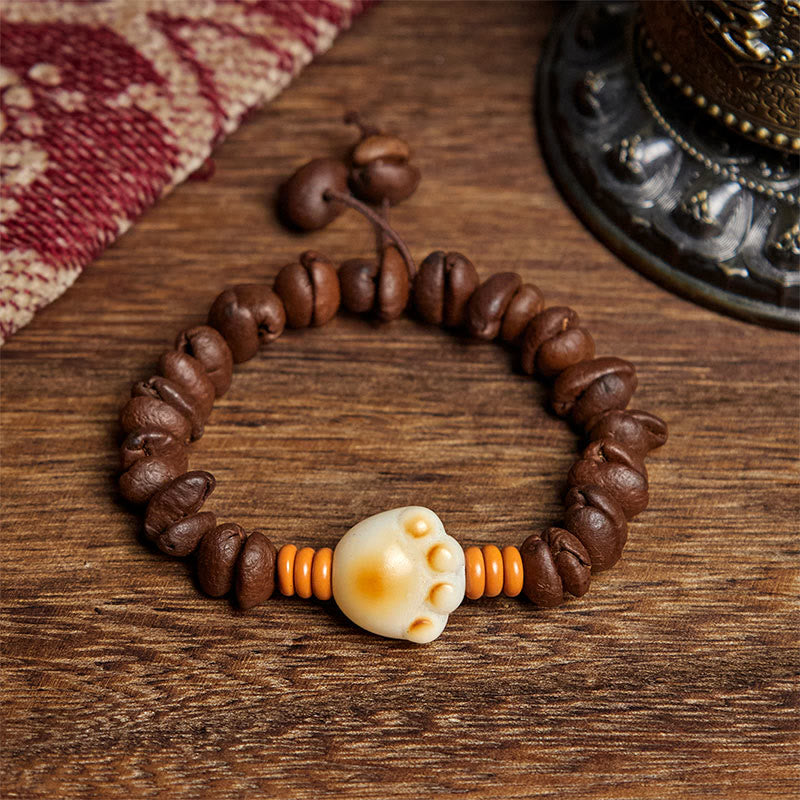 Buddha Stones Natural Cat's Paw Coffee Beans Bodhi Seed Beads Bracelet - Coffee Bean(Wrist Circumference: 16cm) - image 0