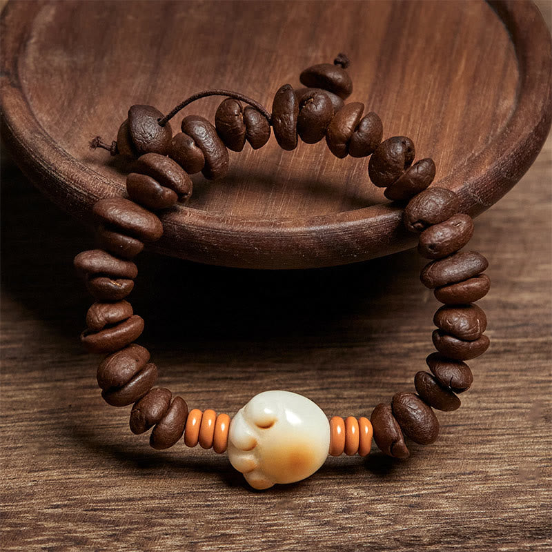 Buddha Stones Natural Cat's Paw Coffee Beans Bodhi Seed Beads Bracelet - image 1