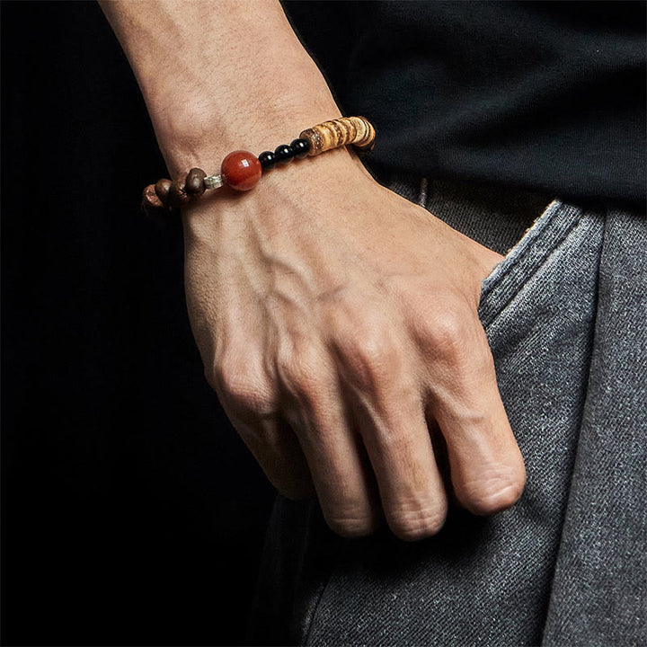 Buddha Stones Natural Coffee Beans Red Agate Coconut Shell Beads Bracelet - image 4