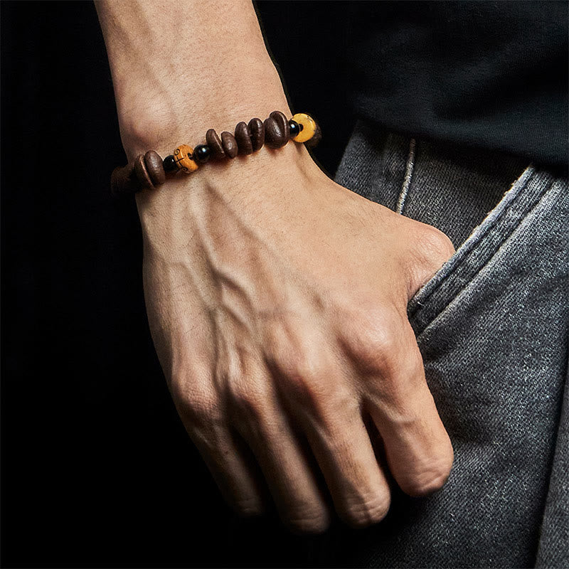 Buddha Stones Natural Coffee Beans Yak Bone Beads Bracelet - image 4