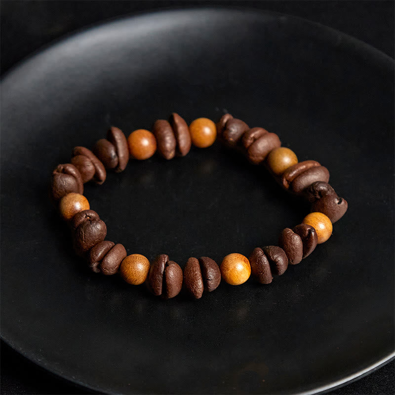 Buddha Stones Natural Coffee Beans Green Sandalwood Positive Bracelet - image 3