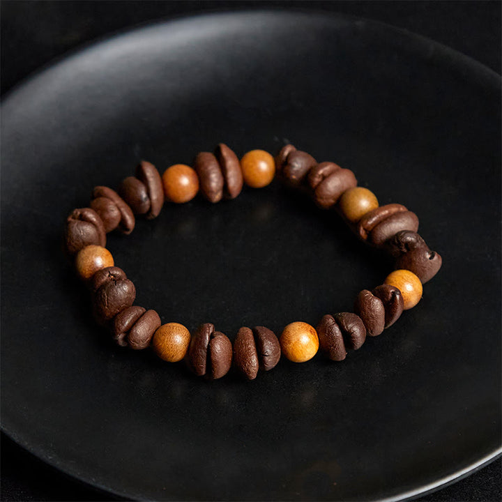 Buddha Stones Natural Coffee Beans Green Sandalwood Positive Bracelet - image 3