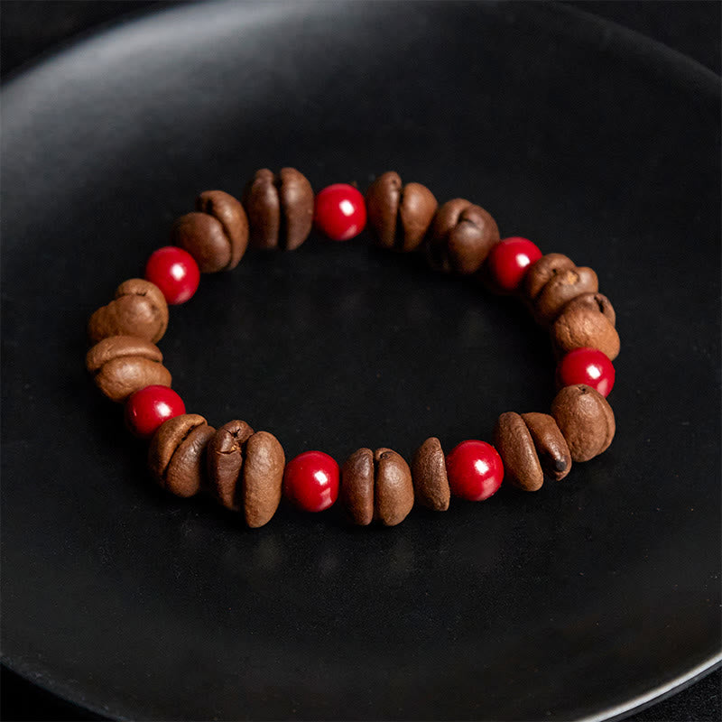 Buddha Stones Natural Coffee Beans Cinnabar Beads Bracelet - image 3