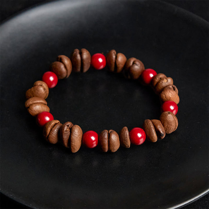 Buddha Stones Natural Coffee Beans Cinnabar Beads Bracelet - image 3