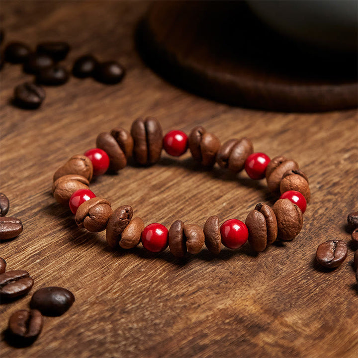 Buddha Stones Natural Coffee Beans Cinnabar Beads Bracelet - image 2