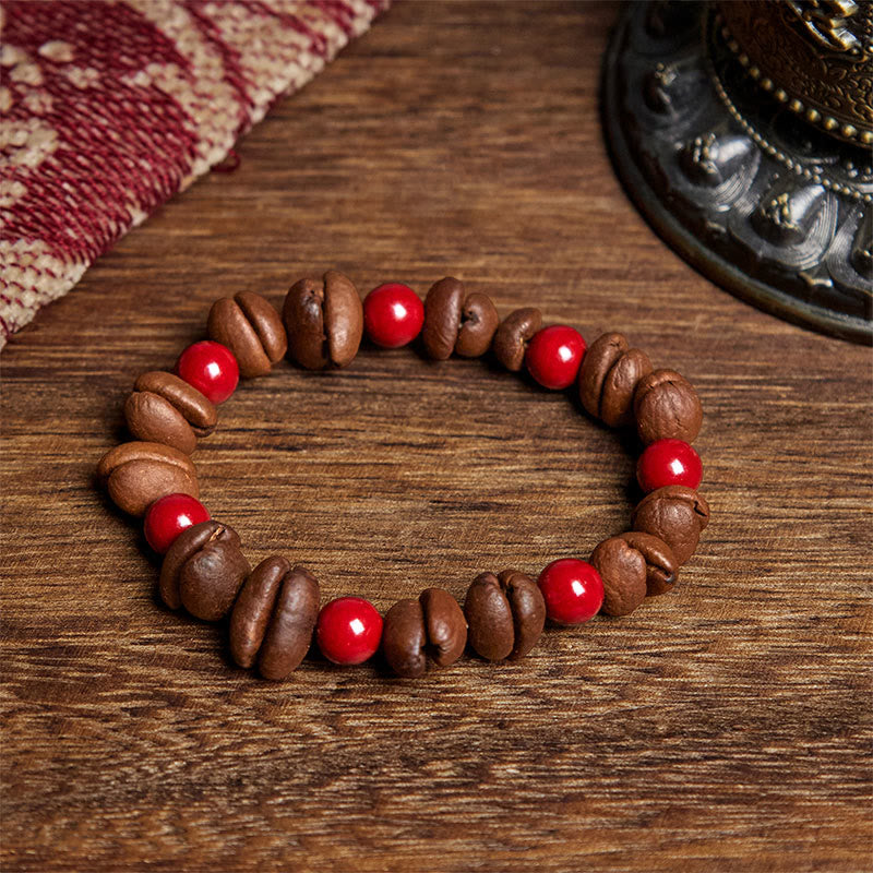 Buddha Stones Natural Coffee Beans Cinnabar Beads Bracelet - Coffee Bean(Wrist Circumference: 16cm) - image 0