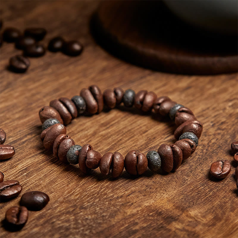 Buddha Stones Natural Coffee Beans Tiger Eye Grey Jasper Lava Rock Beads Bracelet - image 12