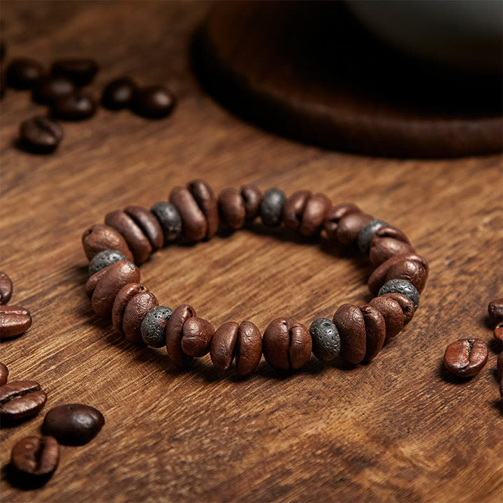 Buddha Stones Natural Coffee Beans Tiger Eye Grey Jasper Lava Rock Beads Bracelet - image 12