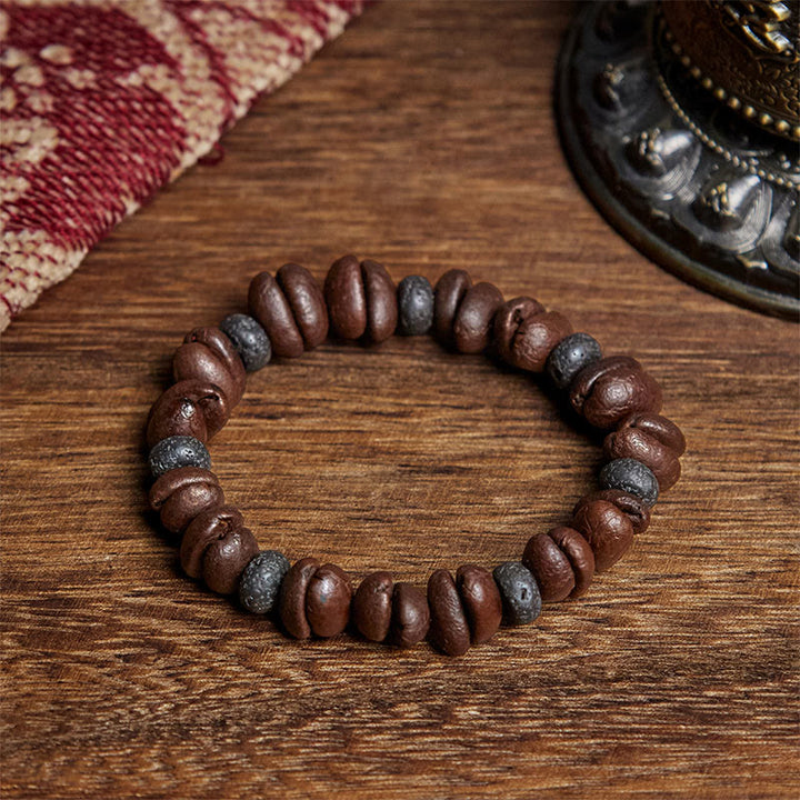Buddha Stones Natural Coffee Beans Tiger Eye Grey Jasper Lava Rock Beads Bracelet - Coffee Bean&Lava Rock(Wrist Circumference: 16cm) - image 10