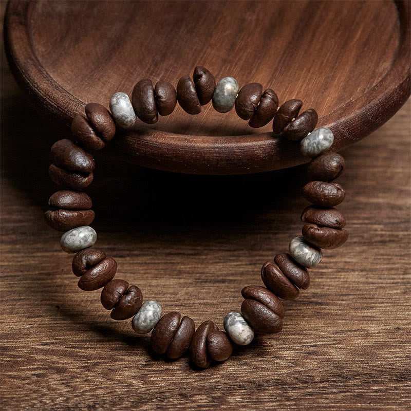 Buddha Stones Natural Coffee Beans Tiger Eye Grey Jasper Lava Rock Beads Bracelet - image 6