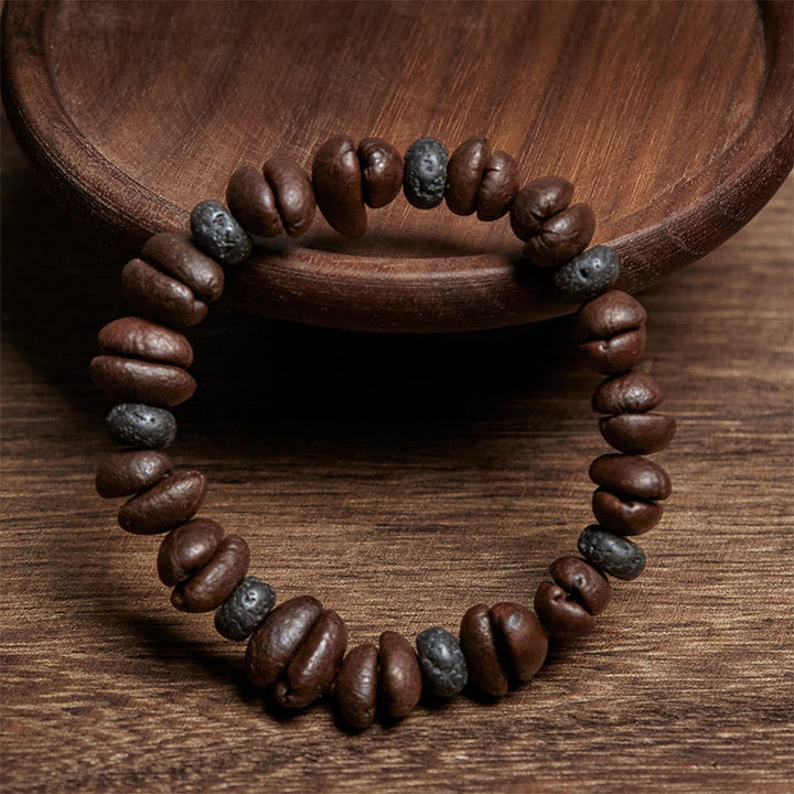 Buddha Stones Natural Coffee Beans Tiger Eye Grey Jasper Lava Rock Beads Bracelet - image 11
