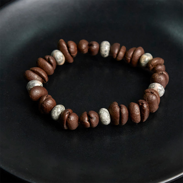 Buddha Stones Natural Coffee Beans Tiger Eye Grey Jasper Lava Rock Beads Bracelet - image 8