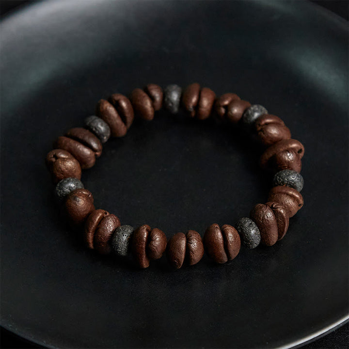 Buddha Stones Natural Coffee Beans Tiger Eye Grey Jasper Lava Rock Beads Bracelet - image 13