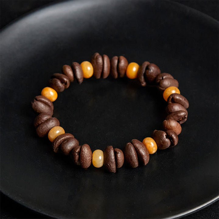 Buddha Stones Natural Coffee Beans Green Aventurine Huanglong Jade Beads Bracelet - image 8