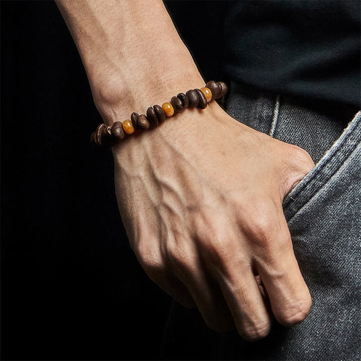 Buddha Stones Natural Coffee Beans Green Aventurine Huanglong Jade Beads Bracelet - image 9