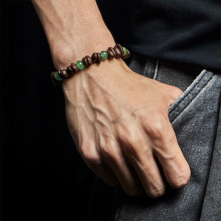 Buddha Stones Natural Coffee Beans Green Aventurine Huanglong Jade Beads Bracelet - image 4