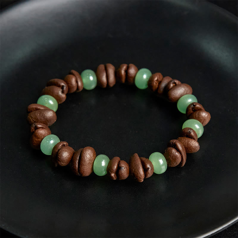 Buddha Stones Natural Coffee Beans Green Aventurine Huanglong Jade Beads Bracelet - image 3
