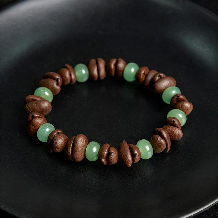 Buddha Stones Natural Coffee Beans Green Aventurine Huanglong Jade Beads Bracelet - image 3