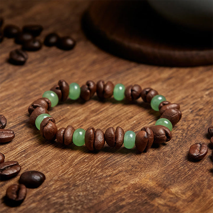 Buddha Stones Natural Coffee Beans Green Aventurine Huanglong Jade Beads Bracelet - image 2