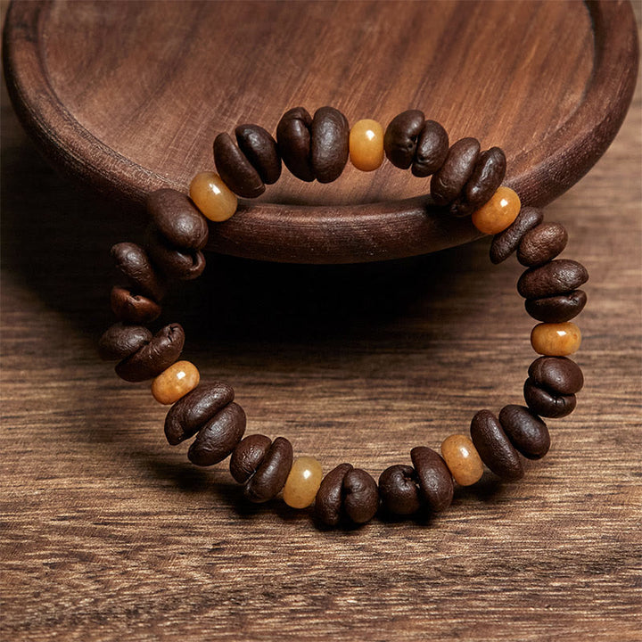 Buddha Stones Natural Coffee Beans Green Aventurine Huanglong Jade Beads Bracelet - image 6
