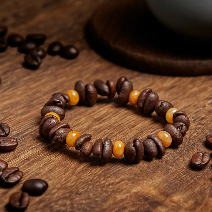 Buddha Stones Natural Coffee Beans Green Aventurine Huanglong Jade Beads Bracelet - image 7
